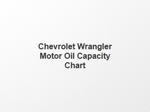 Chevrolet Wrangler Motor Oil Capacity Chart